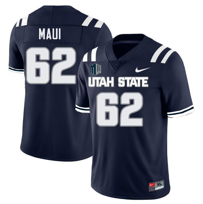 Utah State Aggies #62 Aloali'i Maui College Football Jerseys Stitched Sale-Navy